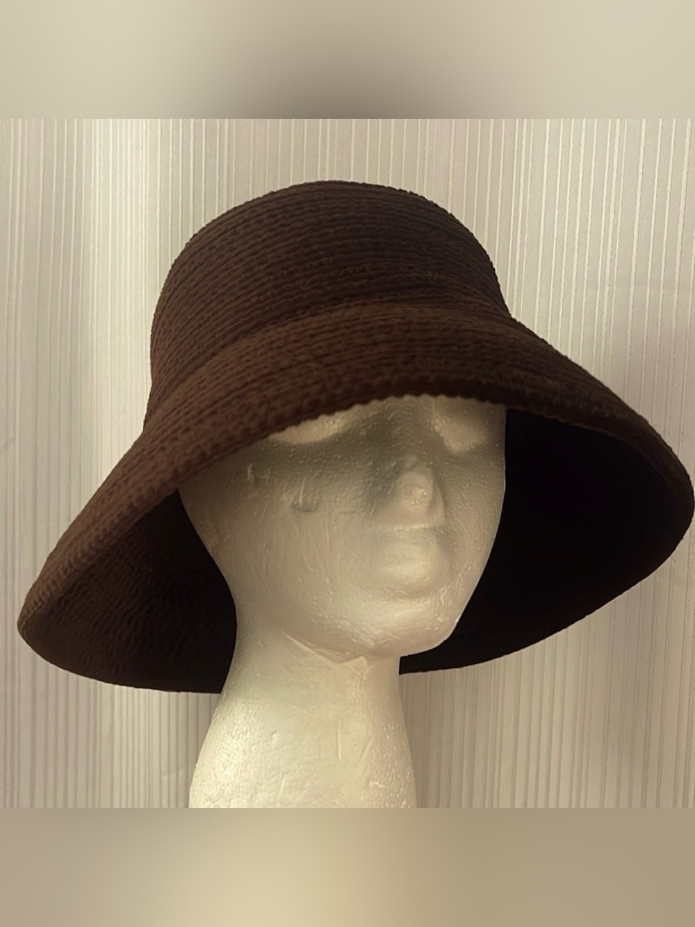 Liz Claiborne Brown Chenille Wide Brim‎ Bucket Hat NWT